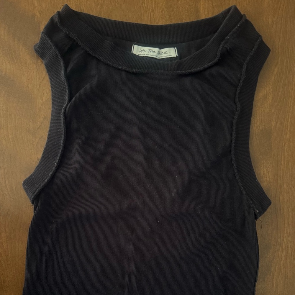 We The Free Black Ribbed Crewneck Tank